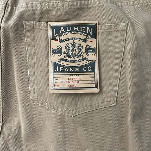 Lauren Ralph Lauren Jeans Co NWT Khaki Chino Mid Calf Summer Classic Pants 14W - Picture 4 of 11